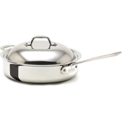  All-Clad 8701004085 Stainless Steel Tri-Ply Dishwasher Safe Saute and Simmer Pan/Cookware, 3-Quart, Silver