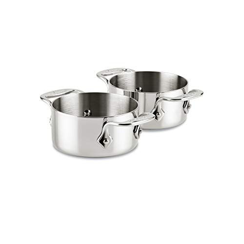  All-Clad 59914 Stainless Steel Dishwasher Safe 0.5-Quart Soup / Souffle Ramekins Cookware Set, 2-Piece, Silver