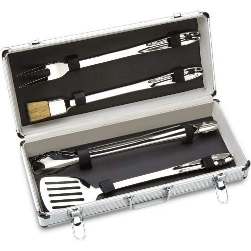  All-Clad T147 Stainless Steel BBQ Tool Cookware Set, 4-Piece, Silver