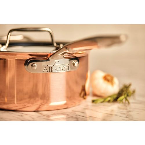  All-Clad Copper C4202 C4 2 Qt. Saucepan with Lid, Cookware