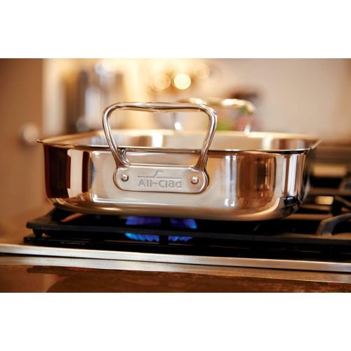  All-Clad 00830 Stainless-Steel Lasagna Pan with 2 Oven Mitts/Cookware, Silver