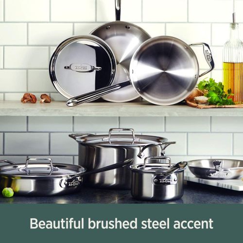  All-Clad BD55500 D5 Brushed 18/10 Stainless Steel 5-Ply Bonded Dishwasher Safe Dutch Oven with Domed Lid Cookware, 5.5-Quart, Silver