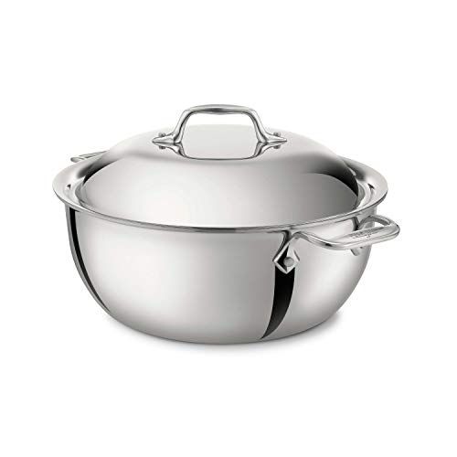  All-Clad 4500 Stainless Steel Tri-Ply Bonded Dishwasher Safe Dutch Oven with Domed Lid / Cookware, 5.5-Quart, Silver