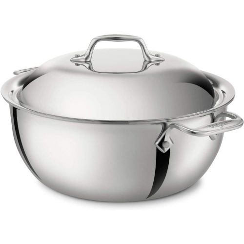  All-Clad 4500 Stainless Steel Tri-Ply Bonded Dishwasher Safe Dutch Oven with Domed Lid / Cookware, 5.5-Quart, Silver