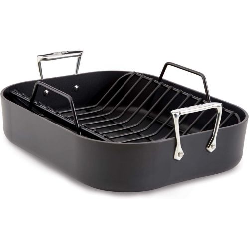  All-Clad E7649764 HA1 Hard Anodized Nonstick Dishwasher Safe PFOA Free Roaster Cookware, 13-Inch by 16-Inch, Black