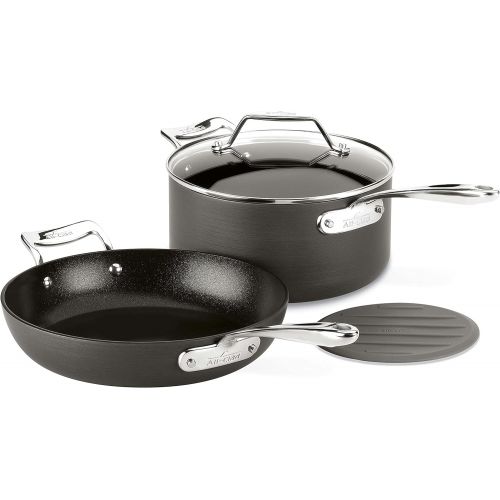  All-Clad H9113S64 Essentials Nonstick Fry Sauce pan, 4-Piece, Grey