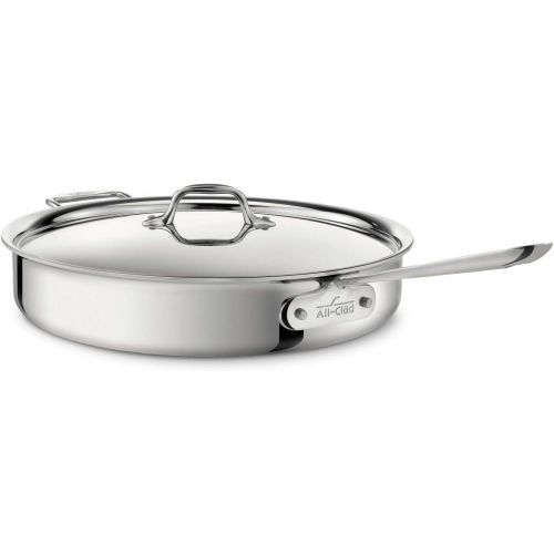  All-Clad 4406 Stainless Steel 3-Ply Bonded Dishwasher Safe Saute Pan with Lid Cookware, 6-Quart, Silver