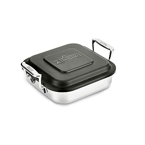  All-Clad E9019464 Gourmet Accessories Stainless Steel Square Baker w/ lid cookware, 8-Inch, Silver