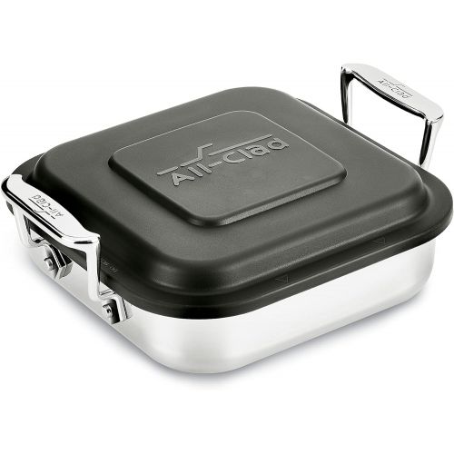  All-Clad E9019464 Gourmet Accessories Stainless Steel Square Baker w/ lid cookware, 8-Inch, Silver