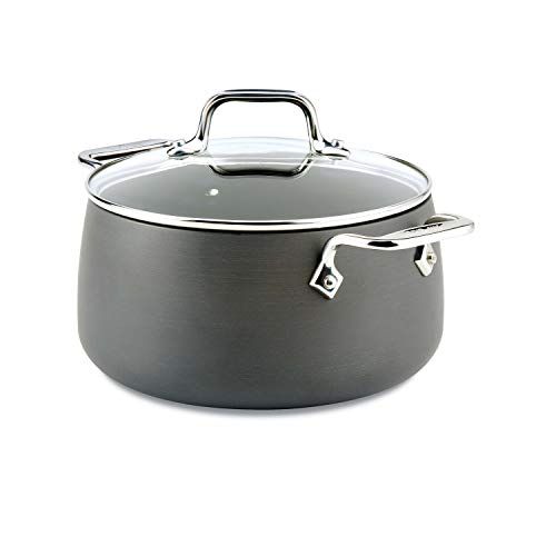  All-Clad E7854464 HA1 Hard Anodized Nonstick Dishwasher Safe PFOA Free Soup Pot/Stock Pot Cookware, 4-Quart, Black