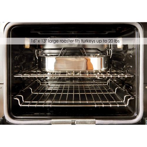  All-Clad E752C264 Stainless Steel Dishwasher Safe Large 13-Inch x 16-Inch Roaster with Nonstick Rack Cookware, 16-Inch, Silver