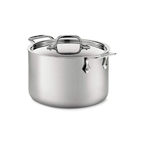  All-Clad BD552043 D5 Brushed 18/10 Stainless Steel 5-Ply Bonded Dishwasher Safe Soup Pot with Lid Cookware, 4-Quart, Silver