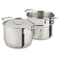 All-Clad E414S6 Stainless Steel Pasta Pot and Insert Cookware, 6-Quart, Silver - 2100078499