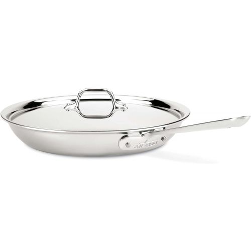  All-Clad D3 Stainless Cookware, 12-Inch Fry Pan with Lid, Tri-Ply Stainless Steel, Professional Grade, Silver, Model:41126