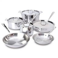 All-Clad 401877R Stainless Steel 3-Ply Bonded Dishwasher Safe Cookware Set, 10-Piece, Silver - 8400000960