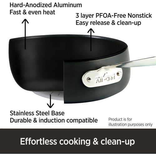  All-Clad HA1 Nonstick Hard Anodized Cookware Set, 5 piece, Black