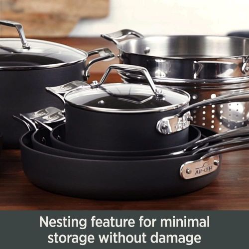  All-Clad Essentials Nonstick Hard Anodized Cookware Set, 10-Piece, Black