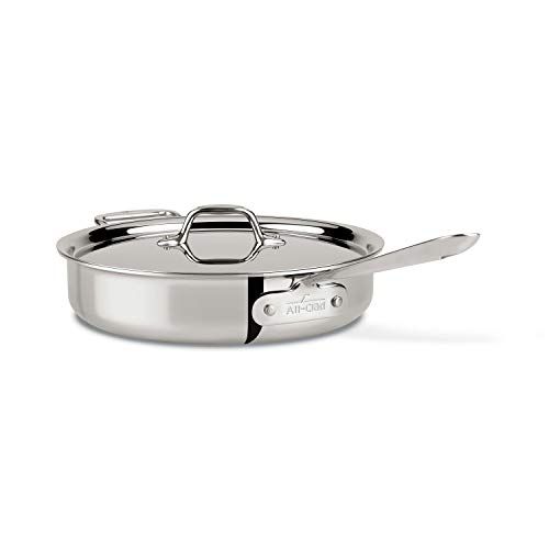  All-Clad 4403 Stainless Steel Tri-Ply Bonded Dishwasher Safe 3-Quart Saute Pan with Lid, Silver: Kitchen & Dining