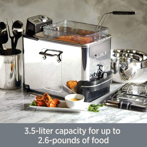  [아마존베스트]All-Clad EJ814051 3.5 L Easy Clean Pro Stainless Steel Deep Fryer with Digital Timer and Adjustable temperature, Silver