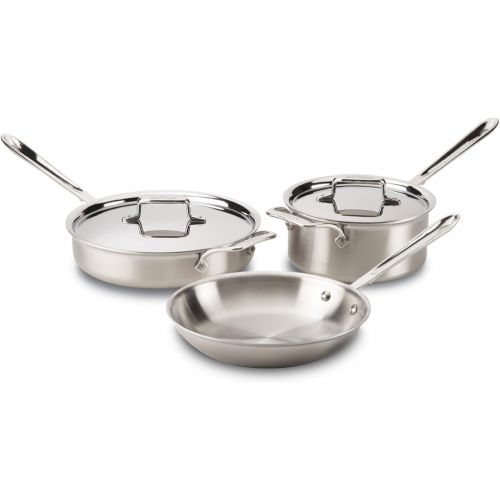  All-Clad BD005705 D5 Stainless Steel 5-Ply Bonded Dishwasher Safe Cookware Set, 5-Piece, Silver