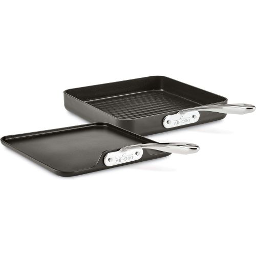  All-Clad Essentials Nonstick Hard Anodized Grill & Griddle Set, 11 inch, Black