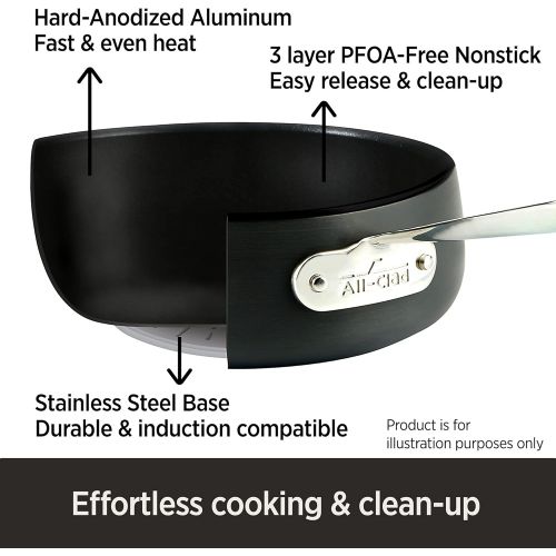  All-Clad HA1 Nonstick Hard Anodized Everyday Pan with Lid and Potholders, 12 inch, Black