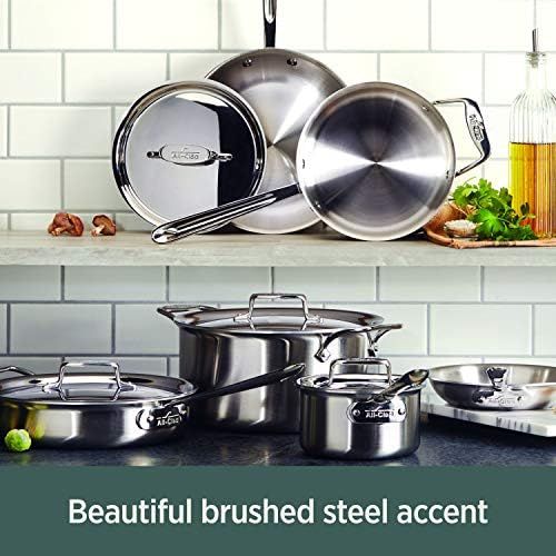  [아마존베스트]All Clad BD55201.5Brushed d5Stainless Steel 5-Ply Bonded Dishwasher Safe Sauce Pan/Cookware 1.5Quart Silver