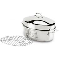 All-Clad E7879664 Stainless Steel Dishwasher Safe Oven Safe Covered Oval Roaster Cookware, 15-Inch, Silver