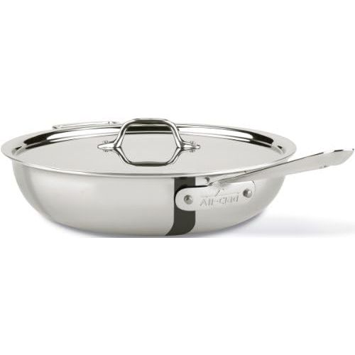  All-Clad 440465 Stainless Steel Tri-Ply Bonded Dishwasher Safe Weeknight Pan with LidCookware, 4-Quart, Silver