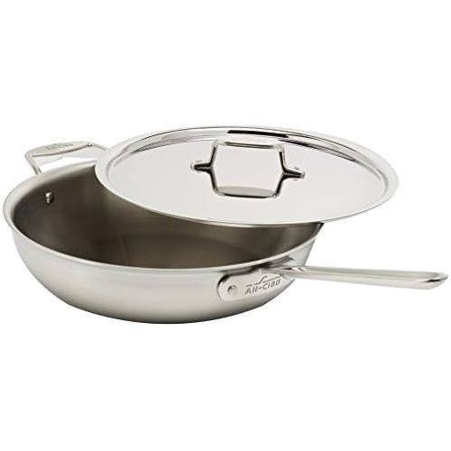  All-Clad BD55404 D5 Brushed 1810 Stainless Steel 5-Ply Dishwasher Safe Week Night Pan Cookware, 4-Quart, Silver