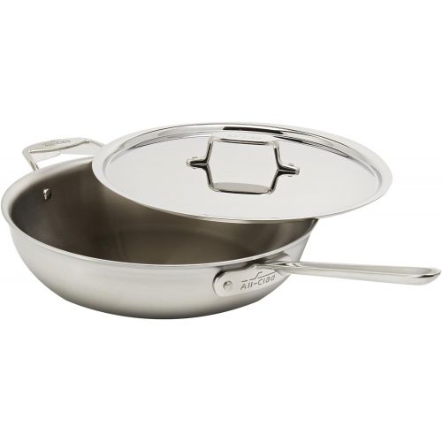  All-Clad BD55404 D5 Brushed 1810 Stainless Steel 5-Ply Dishwasher Safe Week Night Pan Cookware, 4-Quart, Silver