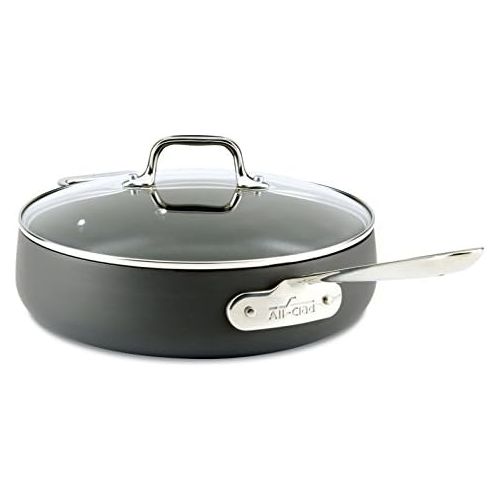  All-Clad E7853364 HA1 Hard Anodized Nonstick Dishwasher Safe PFOA Free Saute Pan Cookware, 4-Quart, Black