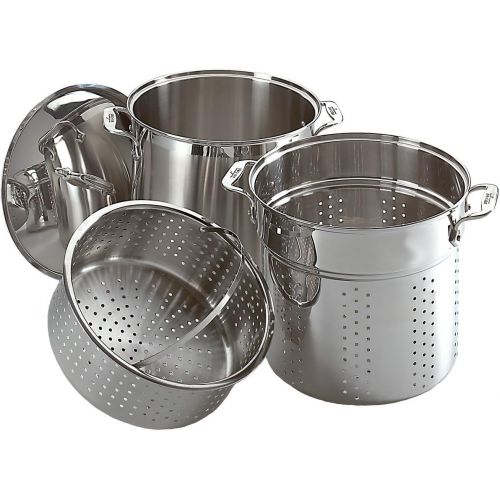  All-Clad E796S364 Specialty Stainless Steel Dishwasher Safe 12-Quart Multi Cooker Cookware Set, 3-Piece, Silver