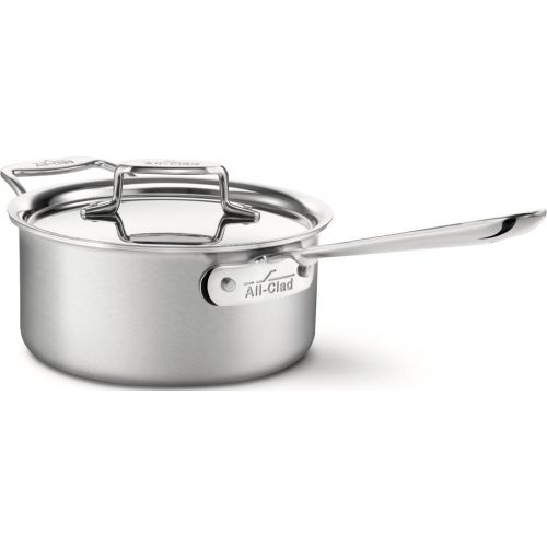  All-Clad BD55203 D5 Brushed 1810 Stainless Steel 5-Ply Bonded Dishwasher Safe Sauce Pan with Lid Cookware, 3-Quart, Silver