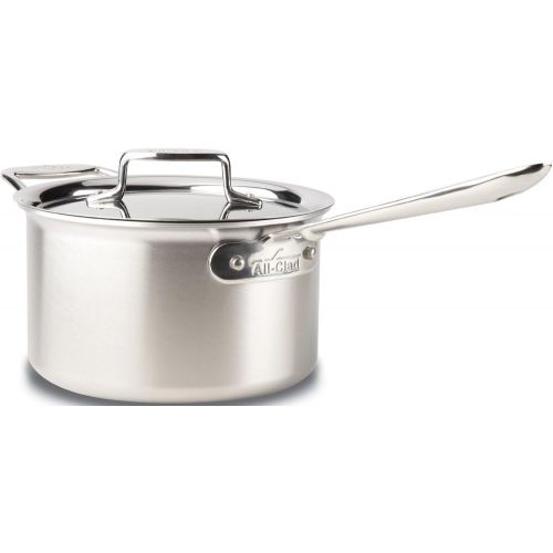  All-Clad BD55203 D5 Brushed 1810 Stainless Steel 5-Ply Bonded Dishwasher Safe Sauce Pan with Lid Cookware, 3-Quart, Silver