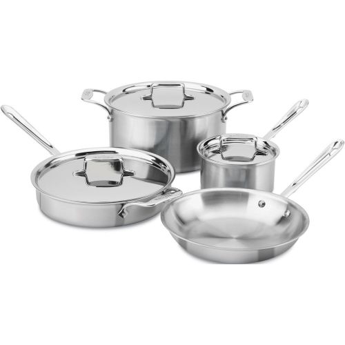  All-Clad BD005710-R D5 Brushed 1810 Stainless Steel 5-Ply Bonded Dishwasher Safe Cookware Set, 10-Piece