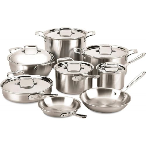  All-Clad BD005710-R D5 Brushed 1810 Stainless Steel 5-Ply Bonded Dishwasher Safe Cookware Set, 10-Piece