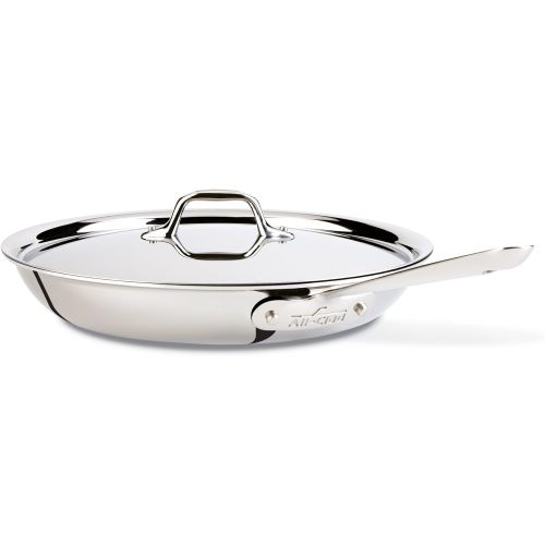  All-Clad 41126 Stainless Steel Fry Pan with Lid, Dishwasher Safe , Tri-Ply Bonded, 12 Inch Pan, Silver