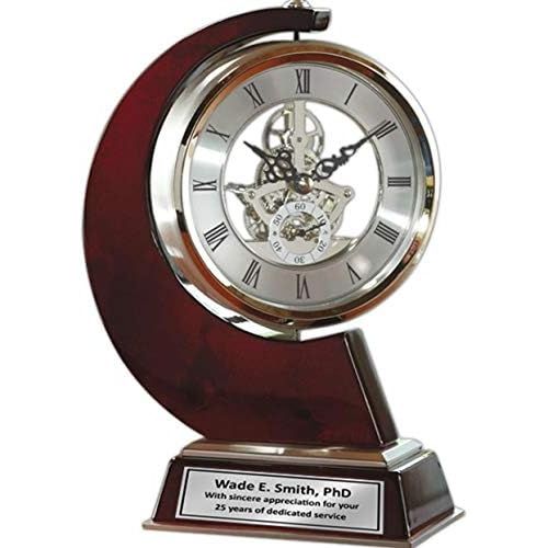  AllGiftFrames Large Gear Da Vinci Desk Clock Which Rotates 360 Degrees with Silver Engraving Plate. Unique, Wedding, Retirement and Appreciation Award