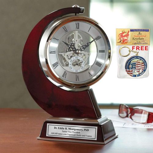  AllGiftFrames Large Gear Da Vinci Desk Clock Which Rotates 360 Degrees with Silver Engraving Plate. Unique, Wedding, Retirement and Appreciation Award