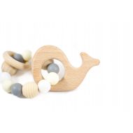 AllLovelyMade Natural Wooden Silicone Whale Teether