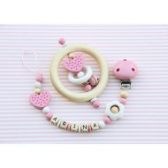 AllLovelyMade Personalized Pacifier Clip Baby Gift Set