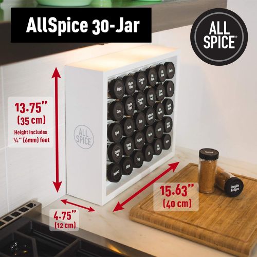  AllSpice Wood Spice Rack, Includes 30 4oz Jars- Walnut Stain