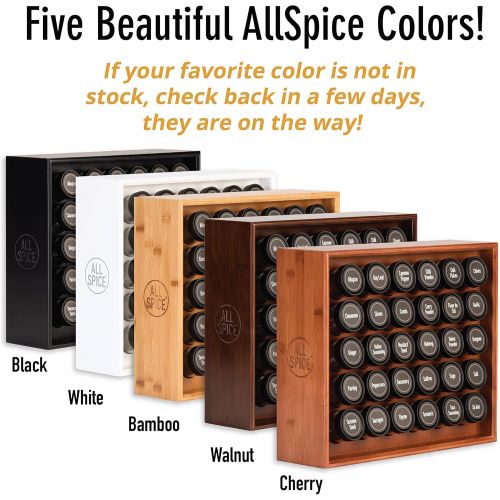  AllSpice Wood Spice Rack, Includes 30 4oz Jars- Walnut Stain