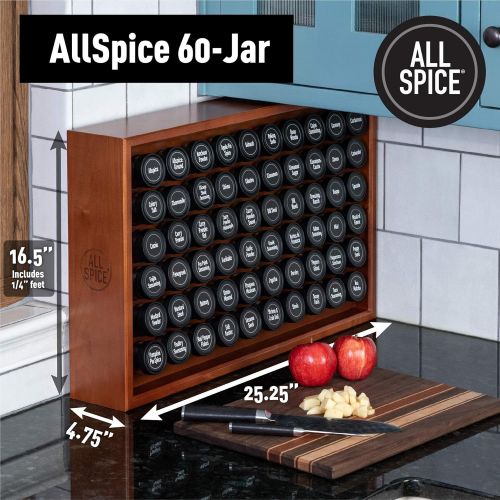  AllSpice Wooden Spice Rack, Includes 60 4oz Jars- White