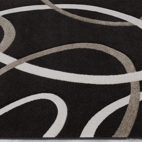  Allstar Rugs Allstar Brown Modern Geometric circle design Area Rug (7 9 x 10 5)