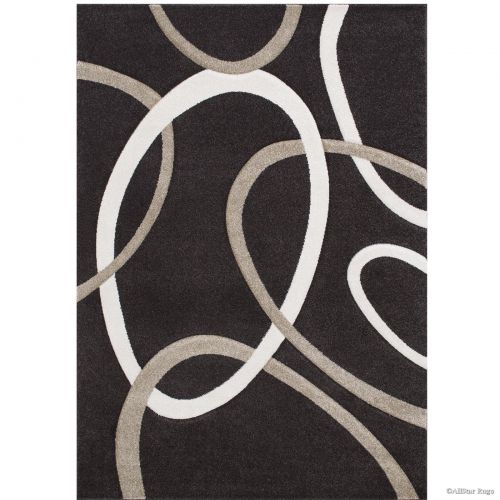  Allstar Rugs Allstar Brown Modern Geometric circle design Area Rug (7 9 x 10 5)