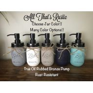 /AllThatsRustic Oil Rubbed Bronze Soap Dispenser.Bronze Soap Pump.Mason Jar Soap Dispenser.Painted Mason Jars.Mason Jar Decor.Rustic Decor.Kitchen Decor