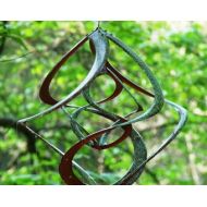 AllThingsFishy Bronze Patina Spiral Cosmix Wind Spinner & School of Spoon Fish Wind Chime-Kinetic Garden Art-Special Someone Gift-Outdoor Metal Sculpture