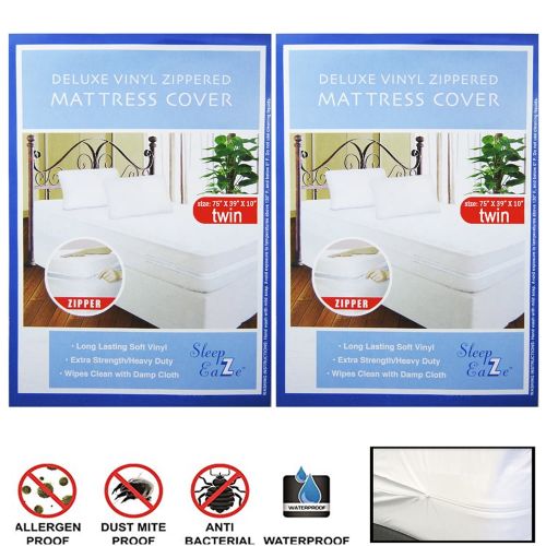  AllTopBargains 2X Twin Size Bed Mattress Cover Zipper Plastic Waterproof Bed Bug Protector Mite